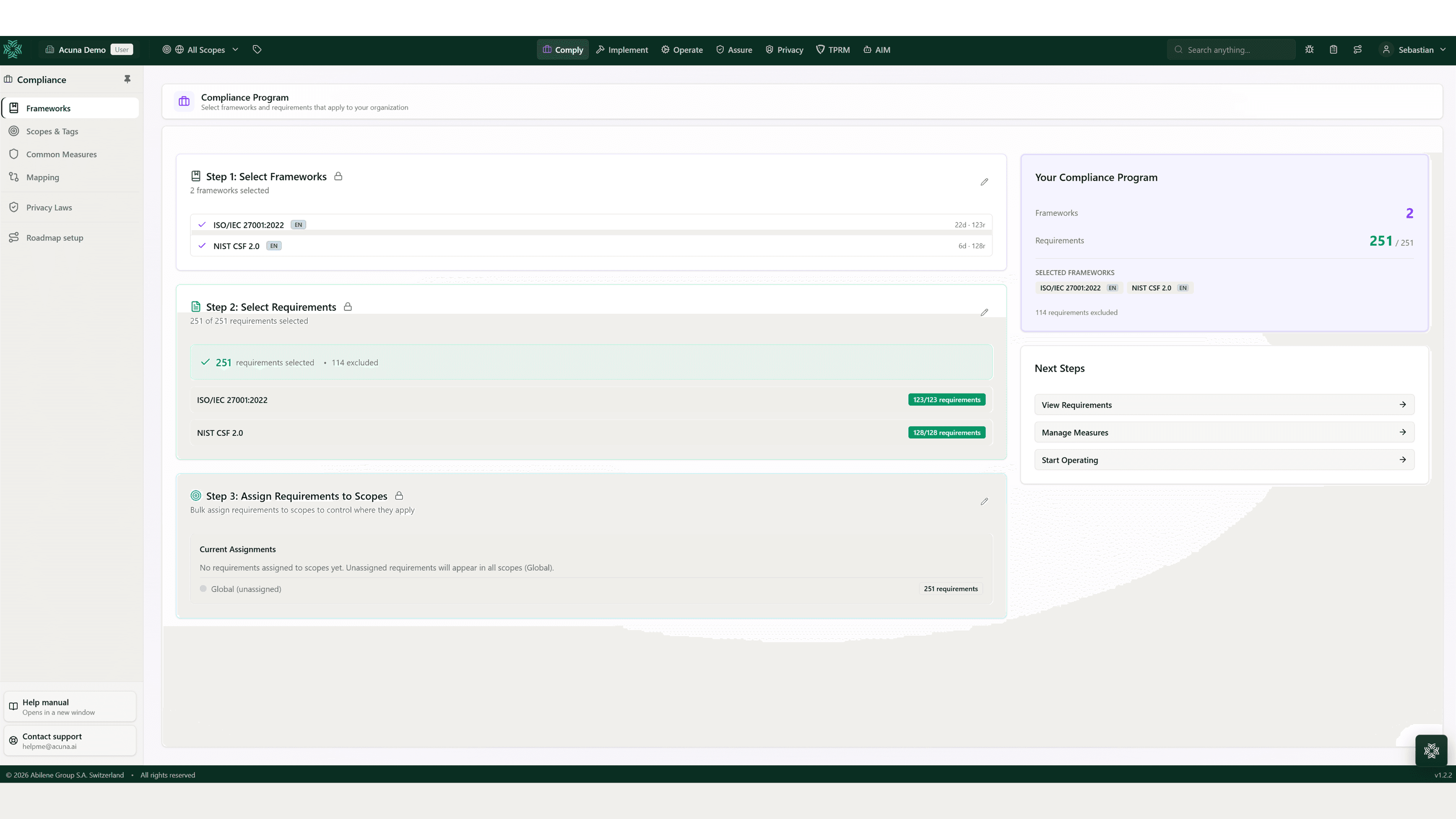 Acuna Comply compliance programme